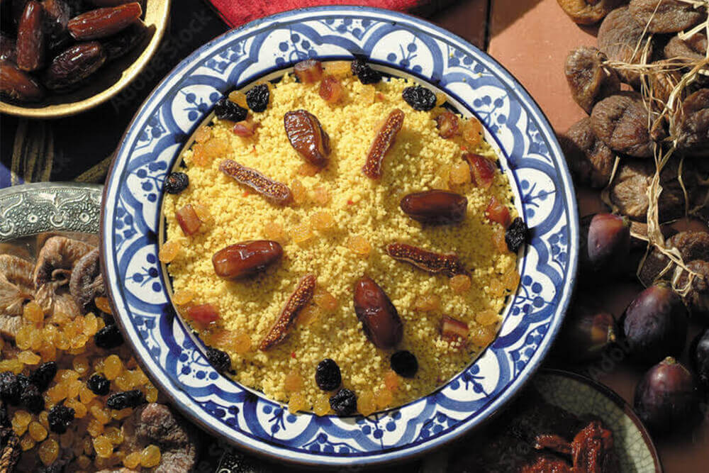 Couscous ,dates and walnuts